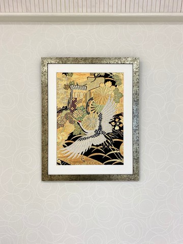 和服藝術 002 黃金御所鶴金線和服日本現代室內裝飾好運日本製造