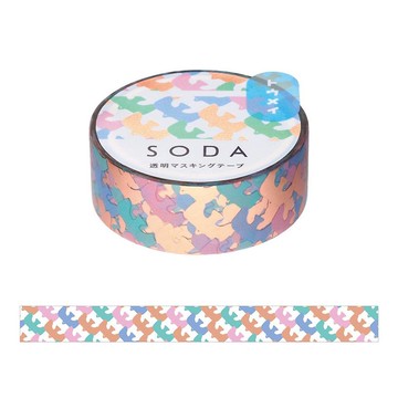 【HITOTOKI 】SODA 透明PET卷狀膠帶 粉金箔押款 15MM 鳥