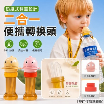 【現貨】吸管 恐龍吸管瓶蓋 二合一水瓶轉接頭 2.7/3.2cm雙口徑替換 防塵翻蓋 背帶便攜 矽膠吸管 飲料瓶吸管蓋