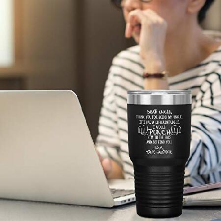 Uncle Tumbler Travel Mug Coffee Cup Funny For Birthday Best Idea Ever From Niece Nephew C-49E (30oz, Black)