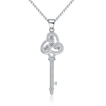 現貨+預購 925純銀項鍊鑲鑽吊墜-時尚唯美古典鑰匙七夕情人節生日禮物女配件銀飾73am160【獨家進口】【米蘭精品】