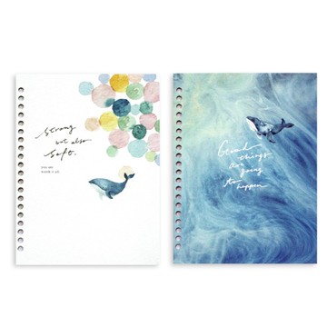 鯨魚系列 20孔簡易封面-白/藍