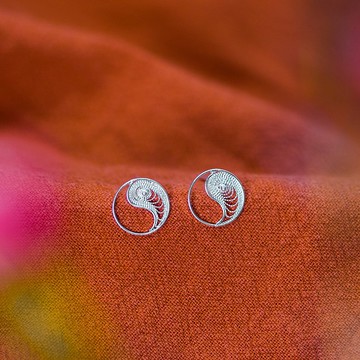 銀絲陰陽面形耳環AG999 |珠寶藝術工作室