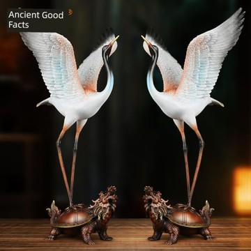 吉善緣《龜鶴延年》全銅仙鶴延年擺件 家居客廳賀壽工藝禮品0813