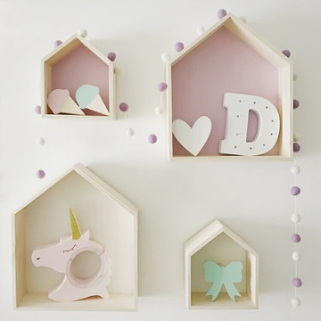 ins北歐少女心裝飾套裝小房子置物架 掛飾擱物架收納擺件壁掛壁飾