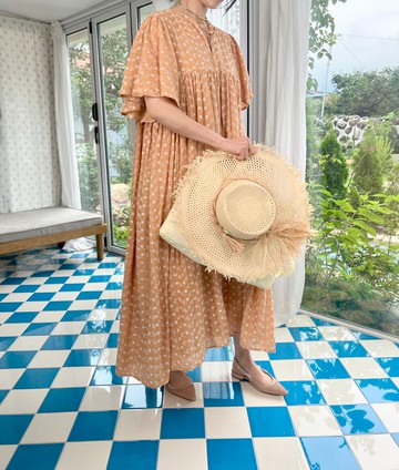 Marchen 長洋裝 - 鏽紅刺繡