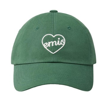 韓國 emis HEART BALL CAP 韓製愛心刺繡棒球帽 復古綠GREEN
