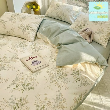 【60支長絨棉】床上四件套 全棉四件套 被套床笠 床單被套 純棉三件套 小清新ins風 田園印花 春夏透氣 裸睡級親膚