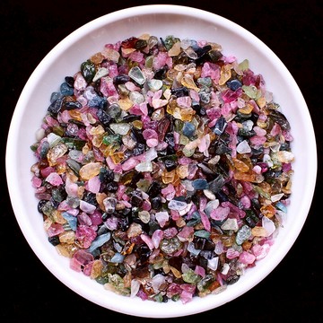 天然碧璽碎石擺件彩色水晶碎石水晶石原石毛料花瓶裝飾美甲石頭