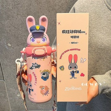 【熱賣爆款✨】動物方程式保溫杯 瘋狂動物城周邊保溫水杯 吸管巨無霸杯子 大容量冰霸杯 辦公室喝水杯保溫杯 動物方程式水杯