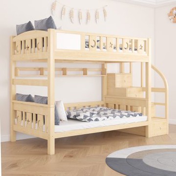 【HABABY環安家居】兒童雙層床上下舖 (升級上漆款) 可拆同寬階梯款-加大單人尺寸(可拆分、水性環保漆、床架、成長床 、雙層床、兒童床架、無毒家具製造商)