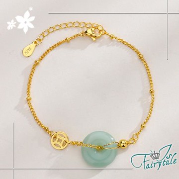 【伊飾童話】招財銅錢＊轉運平安和田玉手鍊 2色可選