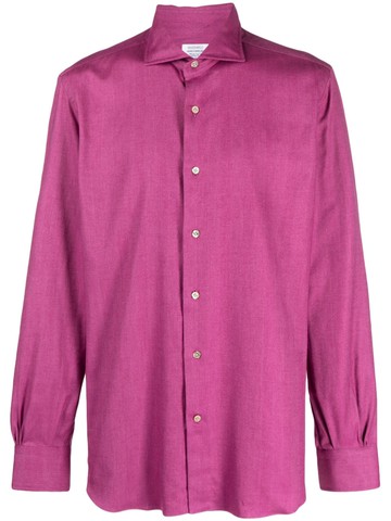 Mazzarelli - cutaway-collar cotton-blend shirt - men - Cotton/Lyocell - 40 - Pink
