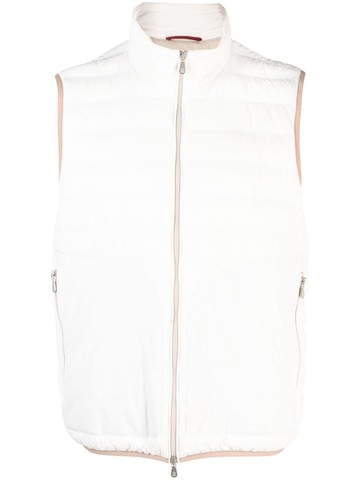Brunello Cucinelli - zip-up padded gilet - men - Polyamide/Nylon/Elastane/Polyamide/Feather Down - XXXL - White