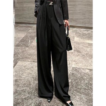 秋裝2025新款女歐貨高端氣質垂感闊腿褲寬松長褲顯瘦休閑西裝褲潮