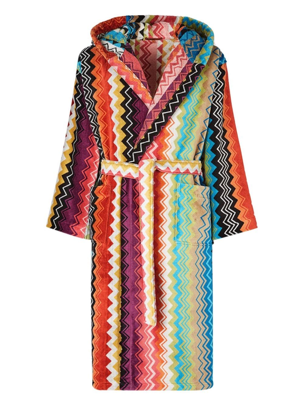 Missoni Home - zigzag-woven hooded bath robe - unisex - Cotton - S - Red