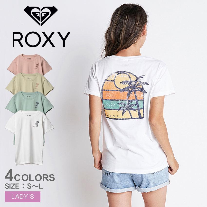 ゆうパケット送料無料） ロキシー 半袖Tシャツ レディース SUNSET PALM バックプリント Tシャツ ROXY RST221109 ホワイト  ピンク べージュ ブルー 半袖 LINEショッピング