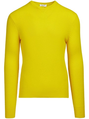 Ferragamo - logo-plaque fine-knit jumper - men - Cashmere/Polyamide/Elastane - S - Yellow