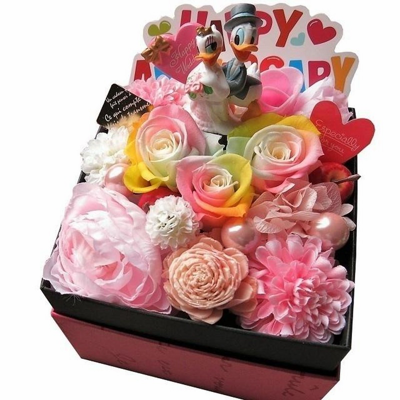 Disney 結婚祝いプレゼント ディズニー ドナルド デージー 花 ボックス レインボーローズ プリザーブドフラワー ウェディングa 通販 Lineポイント最大get Lineショッピング