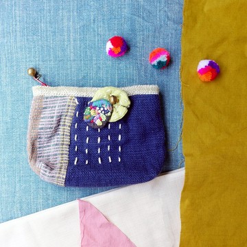 DUNIA handmade /Tropical gardens/ 手織布刺繡零錢包- 6
