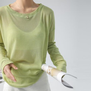 韓版ins百搭長袖白色t恤女寬松透視薄款春季冰絲套衫防曬罩衫上衣