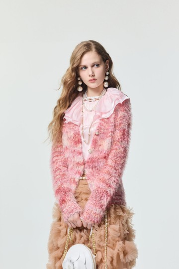 玫瑰可露麗閃光針織外套