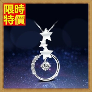水晶項鍊+吊墜女飾品-幸運之星純銀流行時尚女鎖骨鏈墜子66h13【獨家進口】【米蘭精品】