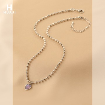 花跡愛心項鏈女潮2021年新款夏日串珠頸鏈仙氣古風網紅爆款鎖骨鏈