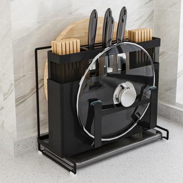 不銹鋼刀架廚房一體砧板菜板放刀鍋蓋架置物架筷子刀具收納刀架子