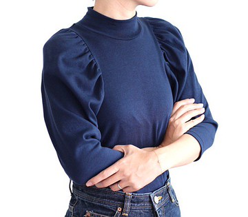 一款注重造型的成人高領縮褶袖 T 卹【提供尺碼和顏色】