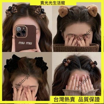 💥台灣热卖💥 豹紋側邊劉海小抓夾蝴蝶結髮夾女2025新款高級感秋冬公主頭頭頂夾氣質時髦髮型師推薦款網紅耐用