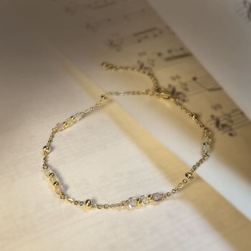 紫螢石316醫療鋼手鍊/抗敏鋼 寶石手鍊 水晶手鍊 14K金色 輕珠寶