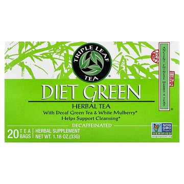 Triple Leaf Tea, Diet Green 草本茶，脫因，20 茶包，1.16 盎司（33 克）