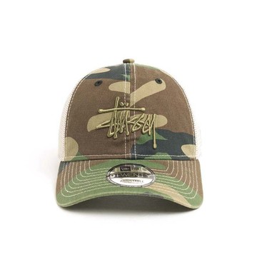 Stussy 9twenty Washed Basic Trucker Woodland Camo 卡車帽 帽子 綠色迷彩 1311164-WO [台灣現貨]