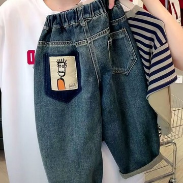 Healthy baby 男童春秋牛仔褲新款洋氣時髦中小童休閒時尚漸變色牛仔褲子潮百搭 男童長褲 童裝褲子 春秋款褲子