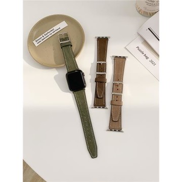 TATAN新款自制男女同款柔軟皮質表帶適用蘋果手表帶iwatch7SE6543