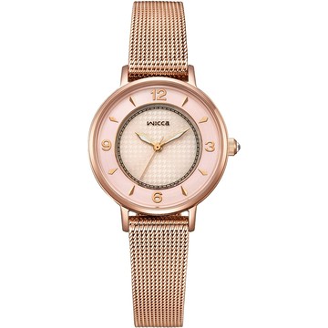 CITIZEN星辰 Wicca 台灣限定 米蘭帶千鳥格紋太陽能女錶 送禮推薦 KP3-465-95