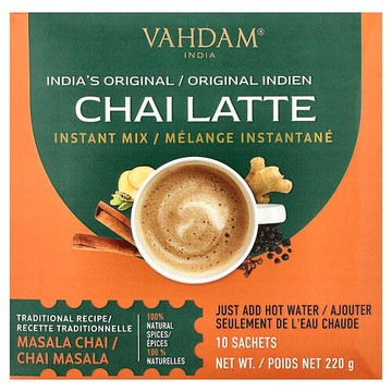 VAHDAM India, 速溶混合印度茶拿鐵，10 包，220 克