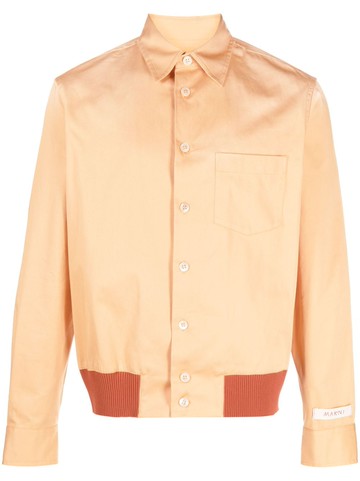 Marni - contrasting-hem shirt jacket - men - Cotton - 50 - Orange