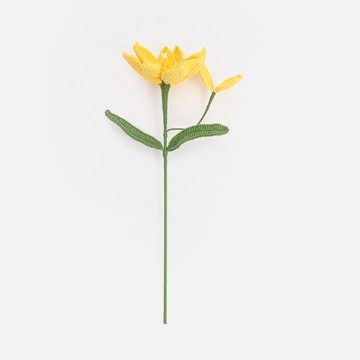 奧可利鉤針毛線花插孤挺花48cm 黃