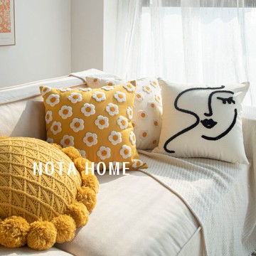 抱枕 靠枕 北歐ins風網紅抱枕 花朵向日葵客廳沙發可愛腰枕靠枕小雛菊靠墊套S0104快速出貨