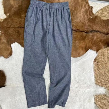 超薄 日單 棉麻材質 直筒男士松緊腰亞麻休閑長褲