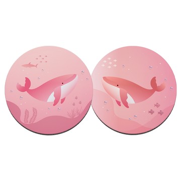 軟式珪藻土吸水杯墊-海洋鯨魚系列 粉鯨/圓 （2入/組） （10x10x0.5cm） _廠商直送