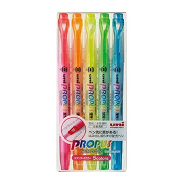 三菱Uni 視窗螢光記號筆 螢光筆 雙頭 5色組 /組 PUS-102T/5C【APP滿額下單10%點數(單一帳號最高5000點)】1/31止