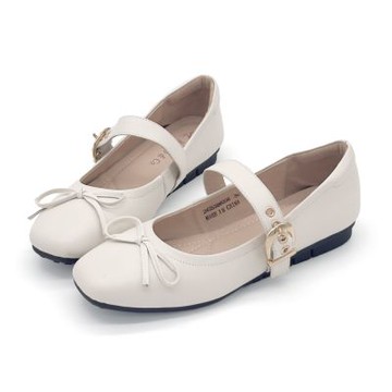 Robinlo 真皮法式蝴蝶結芭蕾瑪莉珍通勤平底娃娃鞋 NILES 香草奶霜