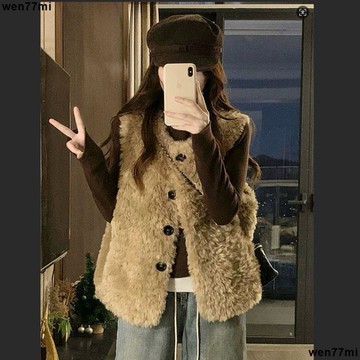 超實惠臘 短款女馬甲 馬甲外套加棉毛毛馬甲外套女秋冬款爆款寬鬆百搭外穿保暖坎肩馬夾