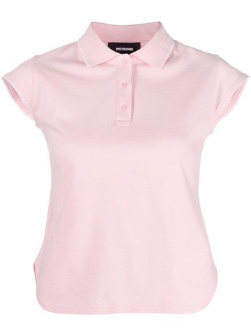 We11done - lace-trim piqué polo top - women - Cotton - S - Pink