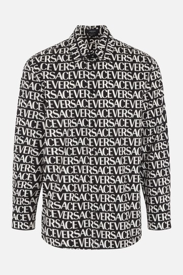 VERSACE Versace lettering logo printed poplin shirt Man