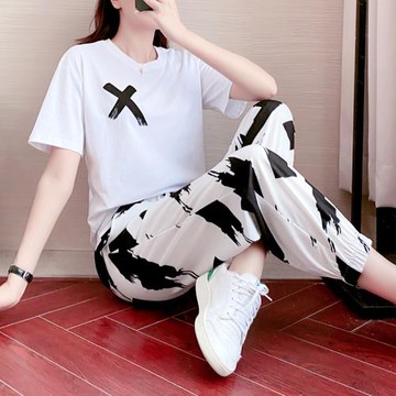 休閑時尚套裝女2026年夏季新款名牌運動服洋氣減齡網紅長褲兩件套