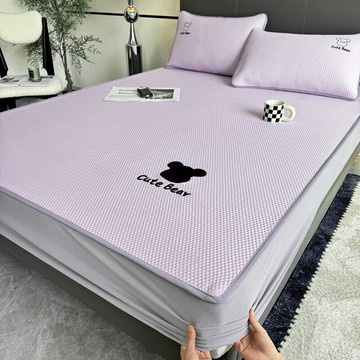 夏季可水洗三明治復合涼感豆豆席可折疊軟席子空調涼席家用三件套